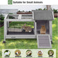 Wooden Rabbit Hutch Indoor and Outdoor, Rabbit Cage with Removable Wire Netting and Leak Proof Tray, Mobile Bunny Cage with Wheels