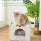 Cat Beds Indoor Kitten House, Handwoven Rattan Cat Cave Pet Cube, Large Cat Houses, One Bed Mat, Foldable, Hideaway, 16.5x16.5x13.2 Inches, 2 S-Shaped Hooks in Living Room Bedroom White