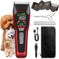 TS066 Professional Cordless Dog & Cat Clippers - Wide Blade Low Noise Pet Hair Trimmer for Thick & Long Coats, Quiet Grooming Kit for Large Breed Dogs & Cats with 180min Battery Life