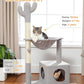 Cactus Cat Tree Cat Scratching Post 40" Cat Tower with Large Metal Carpet Hammock, Cat Scratching Post for Indoor Cats with Condo& Dangling Ball, Grey