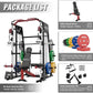 Mikolo Smith Machine, 2200lbs Squat Rack with LAT-Pull Down System & Cable Crossover Machine, Training Equipment with Leg Hold-Down Attachment