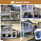 GUTINNEEN Rabbit Hutch for Outdoor Indoor Use, Bunny Cage with PVC Layer and Bottom Wire Netting, Wooden Chicken Coop Rabbit House with UV Roof, Leakproof Tray, Run