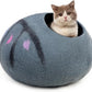 Woolygon Premium Felt Cat Cave Bed – Wool Kitty Beds Handcrafted Kitten Caves Bed for Indoor Cats - Made from 100% Eco-Friendly Merino Wool, Foldable Cat Hidewawy Covered Cat Houses (Enchanted Tree)