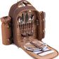 apollo walker Picnic Backpack Bag for 2 Person with Cooler Compartment, Detachable Bottle/Wine Holder, Fleece Blanket, Plates and Cutlery(2 Person, Brown)