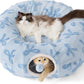 Lesure Cat Tunnel Bed for Indoor Cats - Cute Cat Donut Tunnel Toys with Washable Circle Cushion, Round Pet Peekaboo Cave Toy for Kitten/Puppy/Rabbit, Standard Ice Blue