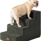 EHEYCIGA Dog Stairs for Bed 18" H, 4-Step Dog Steps for High Bed, Pet Steps for Small Dogs and Cats, Non-Slip Balanced Pet Ramp Indoor, Olive Green