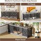 COZPAW 78 Inch Double Dog Crate Furniture, Extra Large Dog Kennel Indoor for Medium Large 2 Dogs, Heavy Duty Dog Cage Chew-Resistant Steel and Wooden Pet House with Removable Divider (Grey)