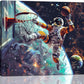 Quorin Astronaut Wall Art Funny Spaceman Basketball Pictures Space Galaxy Planet Wall Decor Canvas Print Painting Artwork for Bathroom Living Room Bedroom 20"x24"