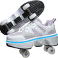 2-in-1 Roller Skates & Sneakers Unisex Retractable Wheels Outdoor Fun & Fitness Kick Roller Shoes