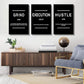 Framed Canvas Wall Art Success Quote, Office Wall Art, Black Large Poster, Positive Motivational Set of 3 Prints, Execute Failure Definition, Inspirational Print (B-3pcs,20x30inchx3pcs)