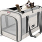Cat Carrier American Airline Approved 18x11x11, Top Opening Sturdy Soft Pet Carrying Bag See Through, Mini Dog Hard Bottom Crate Kennel Case, 4-Side-Ventilation Mesh Cage Toy Poodle Biege