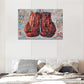 Quorin Banksy Graffiti Boxing Wall Art Red Boxing Gloves Pictures Gym Sport Wall Decor Canvas Print Painting Artwork for Gym Living Room Bedroom 16"x24"