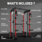 Smith Machine for Home Gym, Multi-Function M12 Power Cage with Cable Crossover System, Squat Rack with Smith Bar and More Attachment