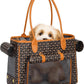 Minsong Fashion Pet Carrier Purse for Small Cat and Dog, Luxury Pu Soft-Sided Tote Bag with Large Pockets for Dogs and Puppies (Coffee, 15.8" L x 7.5" W x 11.8" H)
