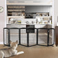ZJSF Freestanding Dog Fence Indoor, Foldable Dog Gate for Doorways, Stairs or Hallways, Sturdy Wood Extra Wide Pet Gate with Support Feet for The House, Black, 32 "Height-6 Panels
