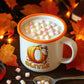 Personalized Halloween Enamel Mug with Ghost Pumpkin Initial, 12oz Custom Name on Ghost Coffee Mugs, Halloween Party Gift for Family
