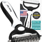 Maxpower Planet Pet Grooming Brush - Double-Sided Undercoat Rake for Dogs and Cats, Extra Wide, Reduces Shedding by 95%, White