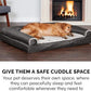 Furhaven Cooling Gel Dog Bed for Large Dogs w/ Removable Bolsters & Washable Cover, For Dogs Up to 95 lbs - Luxe Faux Fur & Performance Linen Sofa - Charcoal, Jumbo/XL