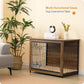 DWANTON Dog Crate Furniture with Cushion, Wooden Kennel Table with Double Doors, Indoor Dog House, Medium Size, 32.5" L, Warm Brown