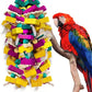 Large Bird Toys, Multi-Color Wooden Block with Bamboo Support Bird Chewing Toy Parrot Cage Bite Toy for Macaws Cokatoos African Grey and Large Medium Parrot Birds
