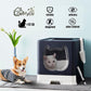 Gefryco Litter Box with Lid for Small to Medium Cats, Enclosed Cat Litter Box with Cover，High Sided Top Entry Cat Box with Brush and Scoop, Cute Kitty Litter Pan with Drawer for Growing Kitten(Black)
