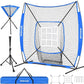 7x7 ft Baseball Net for Batting Pitching Hitting, Softball Pitching Net with Strike Zone, Tee, Ball Caddy, Softball Batting Net Baseball Training Equipment for Kids Adult Youth Sport Practice