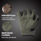 HANDLANDY Tactical Fingerless Impact Gloves for Men, Padded Grip Half Finger Work Gloves, Utility Trucker Driver Gloves (Army Green, Large (Pack of 1))