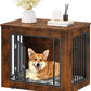 YITAHOME Dog Crate Furniture for Medium Dogs, Side End Table, Modern Dogs Kennel Indoor up to 35 lb, 2-in-1 Iron-Wood Fusion Dog Cage with Waterproof Top, Safety Corners,Steel Lock,30"L, Rustic Brown