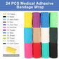 LDIWEE 24 Pack Self Adhesive Bandage Wrap 4 inch, Elastic Cohesive Bandage Wrap Vet Wrap for Dogs, Grip Tape for Athletic, Sports, First Aid Medical, Wrist, Ankle Sprains, Swelling