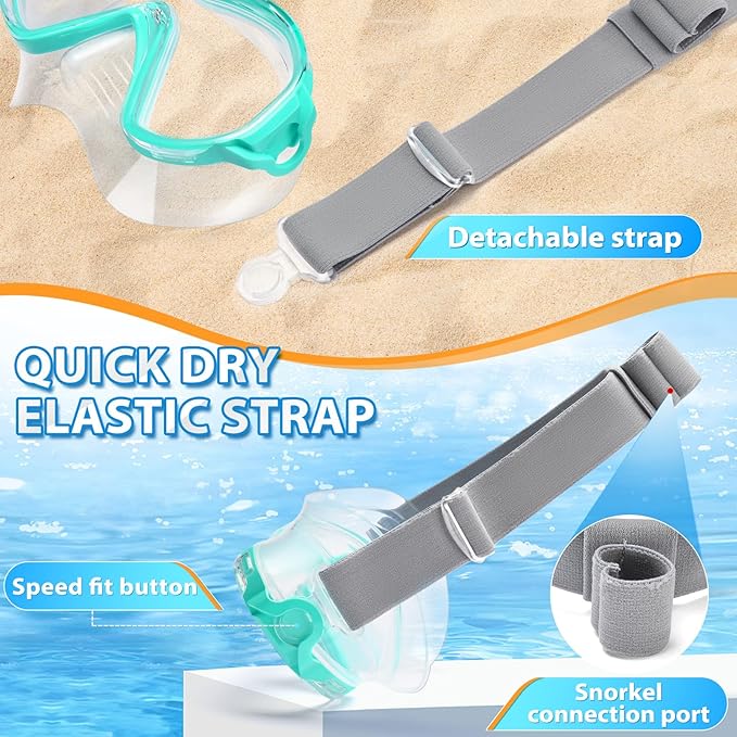 Supertrip Adult Swim Goggles Swimming Goggles with Nose Cover Elastic Fabric Strap Tempered Glass Snorkeling Gear for Adults