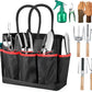 Garden Tools 9-Piece Heavy Duty Gardening Hand Tools with Fashion and Durable Garden Tools Organizer Handbag, Rust-Proof Garden Tools Set, Ideal Gardening Gifts for Women (Black Red)