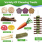 WDEFUN 21-Piece Natural Small Pet Chew Toys Set for Rabbits, Hamsters & Organic Grass Mat, Hay Sticks, Loofah Slices, Wooden Chews & More for Dental Health & Boredom Relief