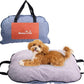 Portable Waterproof Dog Mat for Camping, Patio & Travel - Foldable Outdoor Dog Bed with Teflon Shell & Removable Plush Pad - Easy Clean, Durable - S (Denime Blue)