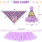 SCENEREAL Dog Birthday Bandana Hat with Dress Girl Set Party Supplies Plaid Puppy Birthday Outfit Cute Dog Tutus for Small Medium Lage Dogs, Purple Plaid