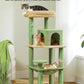 Cactus Cat Tree for Indoor Cats, 45.7" Multi-Level Cat Tower with Large Metal Frame Hammock, Cat Condo with 4 Scratching Posts and Top Perch, Green