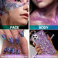 Go Ho Mermaid Purple Face Body Glitter Gel,Mardi Gras Outfit for Women Kids,Holographic Mermaid Chunky Sequins Glitters for Eye Lip Hair Nails,Festival Rave Accessories,52g