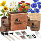 Indoor Daisy Garden Starter Kit, 4 Flower Seeds Growing into Shasta Daisy, Cornflower, Sunflower, Zinnia, Including Complete Gardening Tools, Christmas Gifts for Women Men & Beginners