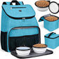BAGLHER丨Dog Travel Bag, Airline Approved Pet Supplies Backpack, Dog Travel Backpack with 2 Silicone Collapsible Bowls and 2 Food Baskets