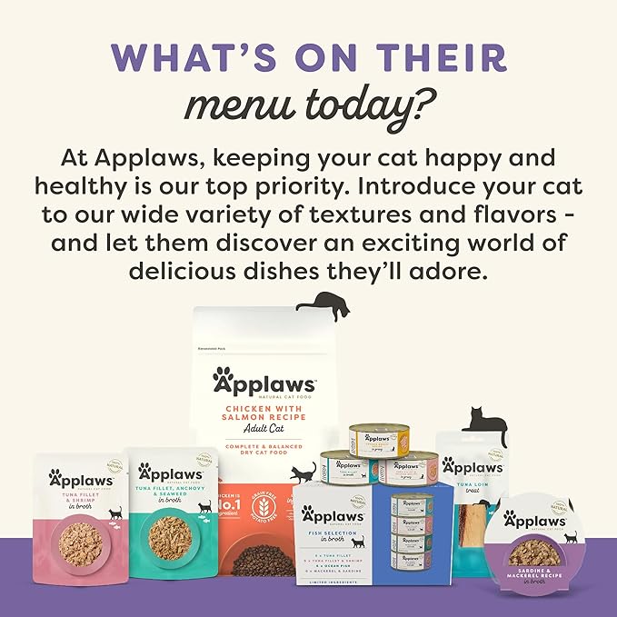 Applaws Natural Wet Cat Food in Broth, Limited Ingredient Canned Wet Cat Food, No Additives, Made with Natural Ingredients, Kitten Variety in Broth Cans (16 x 2.47oz Cans)