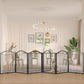 BHG Metal No-Assembly Freestanding Dog Gate with Door Walk Through, Extra Wide 144", Extra Tall 32" Pet Gate, Accordion Puppy Folding Playpen Dog Fence, with 2PCS Support (Black, 6 panesl)