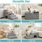 Extra Wide Dog Stairs with Tunnel, Detachable Large Pet Step for Small Medium Dog, Puppy or Cat, Ramp for High Bed, Couch, Sofa or Car, Stable, 19.7x33x22.4 inch, 5 Step, Grey