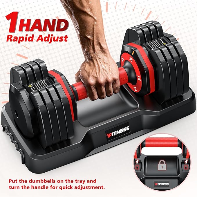 Adjustable Dumbbells Set of 2, 1 Hand Adjustable Weights Dumbbells Set, 5 in 1/10 in 1 Free Dumbbell with Anti-Slip Texture Handle, 25/55/80lb Pair Weight Set For Home Gym Suit both Men and Women