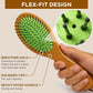 TAKAVU Pin & Bristle Pet Brush for Dogs & Cats - Double Sided Grooming Tool Detangles, Removes Loose Hair & Conditions Coat - Wood Handle