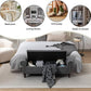 58.1'' Storage Bench Upholstered Linen End of Bedroom Bed Bench Ottoman with Tufted Cushioned Rolled Arm Large Storage Space for Reading Living Room Entryway, Grey