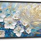 Flower Large Wall Art White Floral Pictures Abstract Golden Spiral Texture Wall Decor Canvas Print Painting Artwork for Bathroom Living Room Bedroom 60L" x 30W"