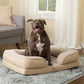 TOWN & COUNTRY EVERYDAY CuddleTown Comfy Solid Bolster Sofa Pet Bed, Supportive & Calming Egg Crate Foam, Non-Slip Bottom, Machine Washable Cover, Warm Taupe, Large 35"x25"x8"
