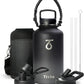 Trebo Water Bottle 64oz with Paracord Handle, Half Gallon Large Vacuum Double Wall Stainless Steel Insulated Water Jug with Straw Spout Handle Lids, Leakproof BPA-Free Keep Cold & Hot, Dark Gray