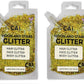 Hair Glitter Gel – Body Glitter for Kids and Women – Iridescent Holograph Cosmetic-Grade Gel w/Moon & Stars for Hair, Body & Face, Applies Smoothly w/o Glue & Washes Off Easily, 3 Oz - Gold 2Pack