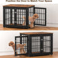 32 Inch Heavy Duty Dog Crate Furniture for Medium and Small Dogs, Decorative Pet House End Table, Wooden Cage Kennel Furniture Indoor, Rustic Brown