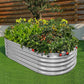 Land Guard 4×2×1.5ft Galvanized Raised Garden Bed Kit, Galvanized Planter Garden Boxes Outdoor, Oval Large Metal Raised Garden Bed for Vegetables……… (Classic Silver